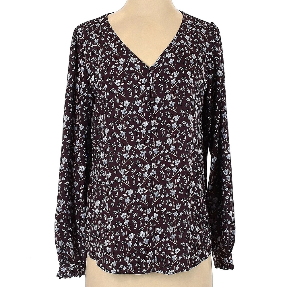LOFT Mixed Media Floral Blouse